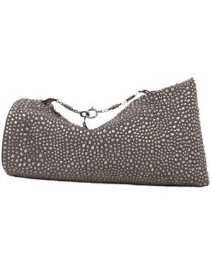 Gemy Maalouf Crystal-Embellished Clutch Bag - Grey