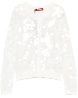 Max Mara Sequin-Embellished Cardigan - White