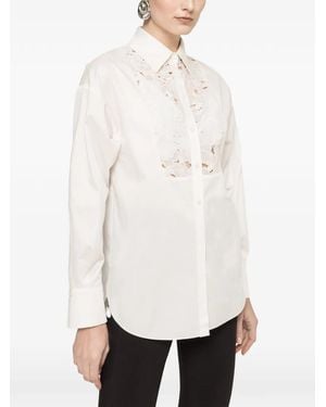 Nissa Floral-Embroidered Shirt - White