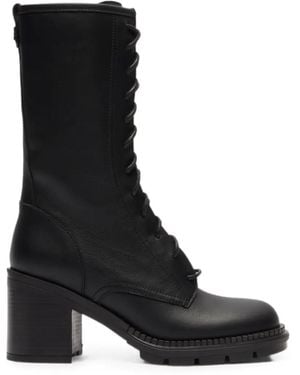 Casadei Concept Symphony Lace-Up Combat Boots - Black