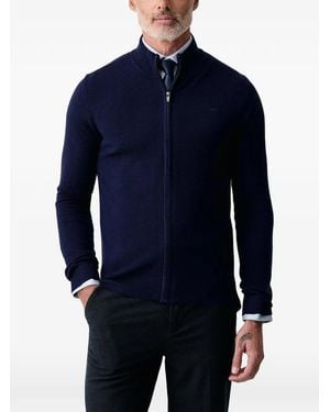 Trussardi Zip-Up Textured-Knit Cardigan - Blue