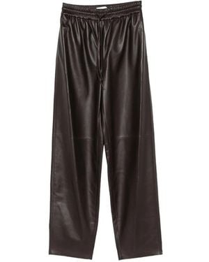 JOSEPH Drawstring-Waist Leather Trousers - Brown