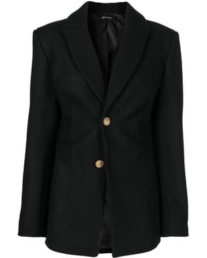 ANOUKI Single-Breasted Wool Blazer - Black