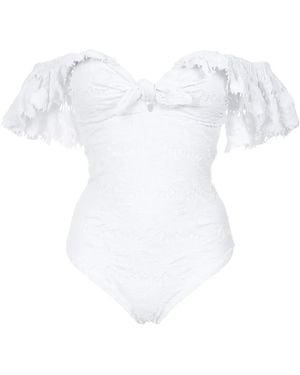 Amir Slama Texture Ruffled Swuimsuit - White