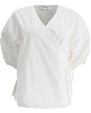 The Loom Puff-Sleeve Wrap Top - White