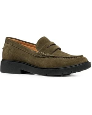Geox Spherica Ec1 B Suede Loafers - Green