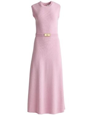 St. John Braid Detail Midi Dress - Pink
