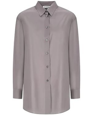 Jil Sander Drop-Shoulder Button-Up Shirt - Gray