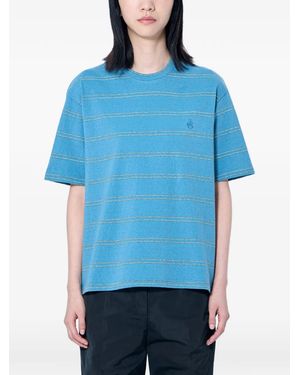 Jil Sander Striped Logo-Embroidered T-Shirt - Blue
