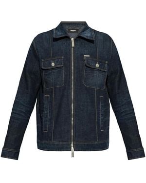 DSquared² Classic Denim Jacket With Front Zip - Blue