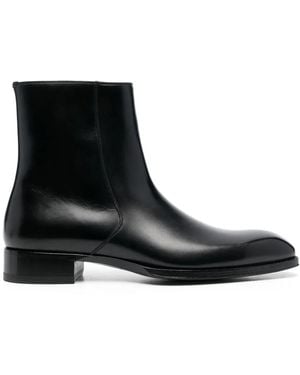 Tom Ford Edgar Leather Ankle Boots - Black