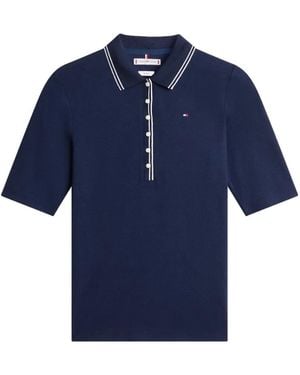 Tommy Hilfiger Button-Placket Polo Top - Blue