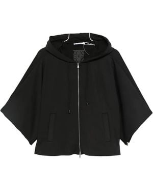 Max Mara Hooded Cape-Sleeve Hoodie - Black