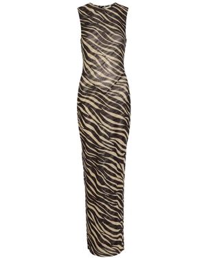 Ronny Kobo Krisa Zebra-Print Maxi Dress - White