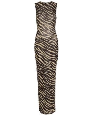 Ronny Kobo Krisa Zebra-Print Maxi Dress - White