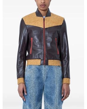 Kiko Kostadinov Zip-Up Leather Jacket - Blue