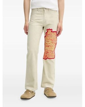 Bluemarble Embroidered-Studded Jeans - White