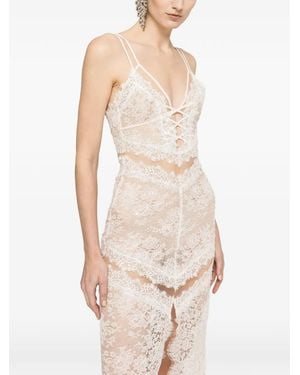Nissa Beaded Lace-Trim Maxi Dress - White