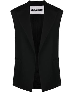 Jil Sander Frayed-Edge Tailored Vest - Black
