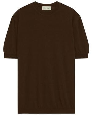 A PAPER KID Knitted T-Shirt - Brown