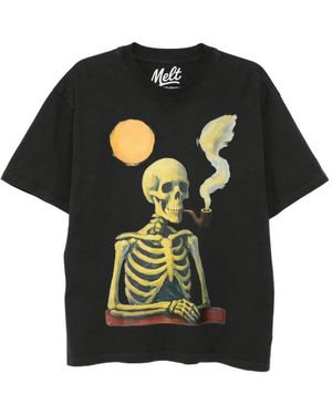 Melt Skeleton-Print T-Shirt - Black