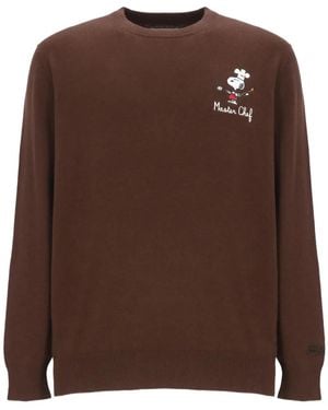 MC2 Saint Barth X Peanuts Snoopy Embroidered Crew-Neck Jumper - Brown