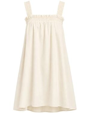 Seafolly Gathered-Band Sleeveless Linen Mini Dress - White