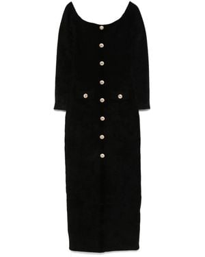 Self-Portrait Chenille Knit Maxi Dress - Black