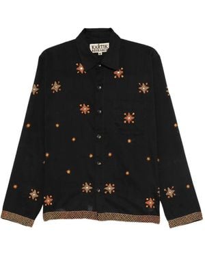 Kartik Research Star-Embroidered Shirt - Black