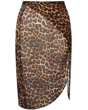 Maison Close Safari Leopard-Print Mini Wrap Skirt - Brown