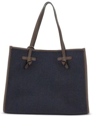 MARCELLA CLUB Large Marcella Herringbone Tote Bag - Blue