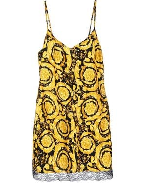 Versace バロッコ シルクスリップドレス - イエロー