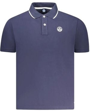 North Sails Logo-Patch Tipped Polo Shirt - Blue
