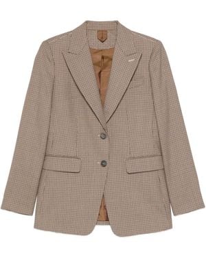 Max Mara Caro Houndstooth-Pattern Tailored Jacket - Brown