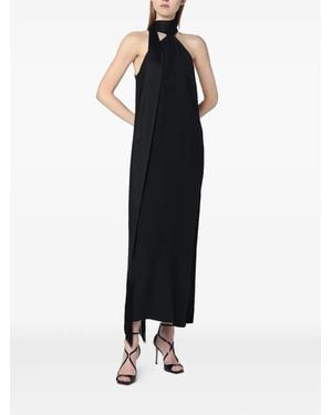 ‎Taller Marmo Robe Longue Frangée À Dos Nu - Noir