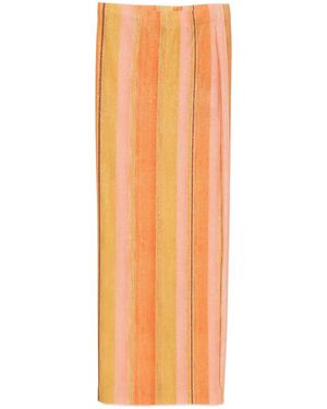 Agua de Coco Striped Metallic-Effect Maxi Skirt - Orange