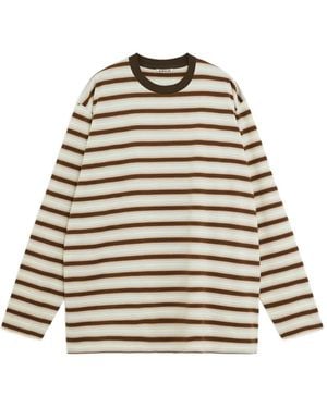 AURALEE Top A Righe A Maniche Lunghe - Bianco