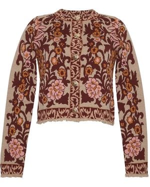 Cara Cara Livi Floral-Pattern Fringed Cardigan - White