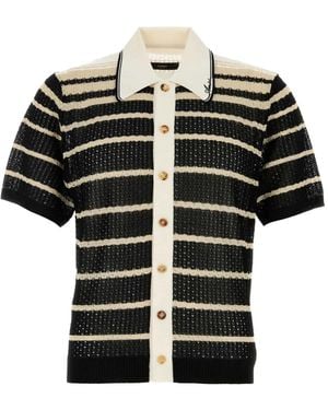 Amiri Striped Crochet Shirt - Black