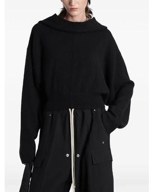 Rick Owens Ribbed-Knit Hoodie - Black