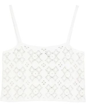 Bompard Crochet Openwork Top - White