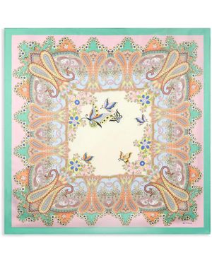 Etro フローラル シルクスカーフ - メタリック