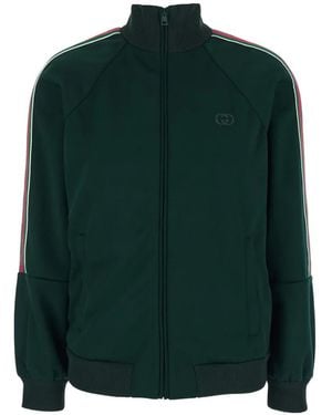 Gucci Embroidered-Logo Zipped Sweatshirt - Green