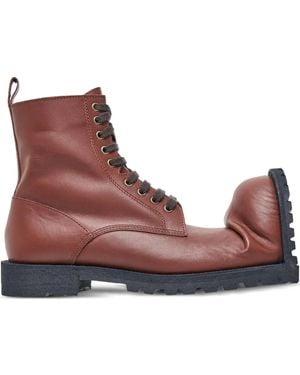 Comme des Garçons Oversized-Toe Leather Boots - Brown