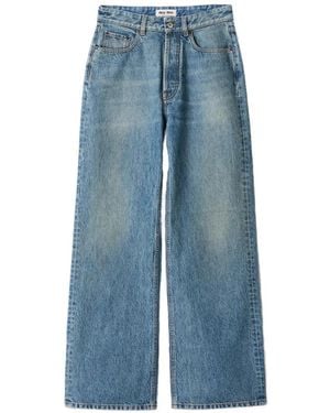 Miu Miu Five-Pocket Washed Denim Jeans - Blue