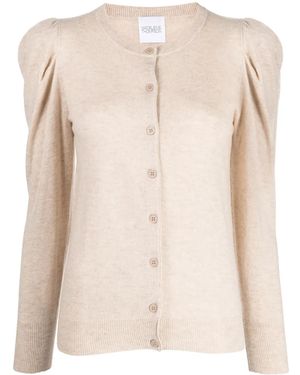Madeleine Thompson Long-Sleeve Ruched Cardigan - Natural