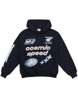 BROKEN PLANET Cosmic Speed Graphic-Print Hoodie - Blue