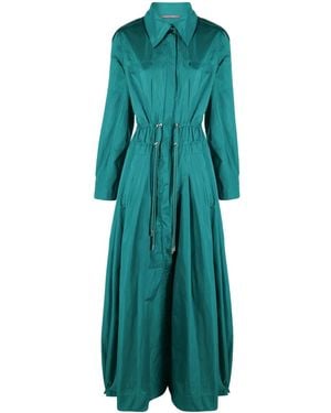 Alberta Ferretti Taffeta Drawstring-Waist Maxi Dress - Green