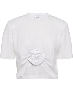 Ana Radu Padded-Shoulder Open-Back Top - White