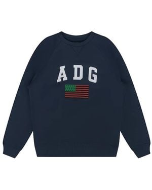 DENIM TEARS 1619 Logo-Print Raglan-Sleeve Sweatshirt - Blue